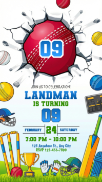 White Cricket Birthday Party Instagram Story template