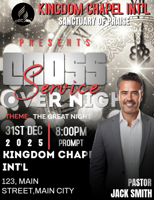 White Cross Over Night Service Flyer (us Letter) Template | PosterMyWall