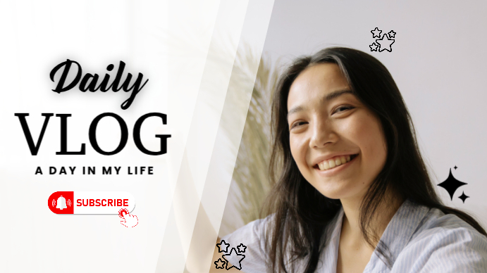 White Daily Vlog YouTube Thumbnail Template | PosterMyWall