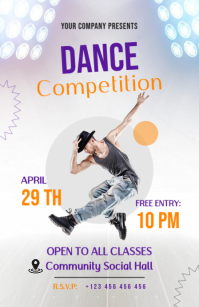White Dance Competition Event Poster Template Half Page Wide