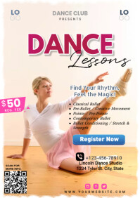 White Dance Lesson A4 template