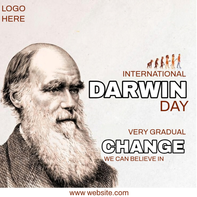 White Darwin Day Celebration Instagram Post Template | PosterMyWall