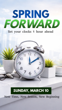 White Daylight Saving Time Instagram Story template