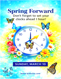Blue Daylight Saving Time Reminder A5 Template | PosterMyWall