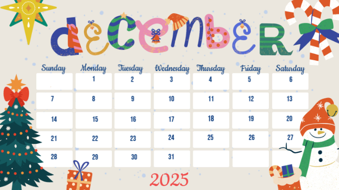 White December Calendar Presentation (16:9) 演示(16:9) template