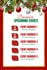 White  December Upcoming Events  Pinterest Graphic template