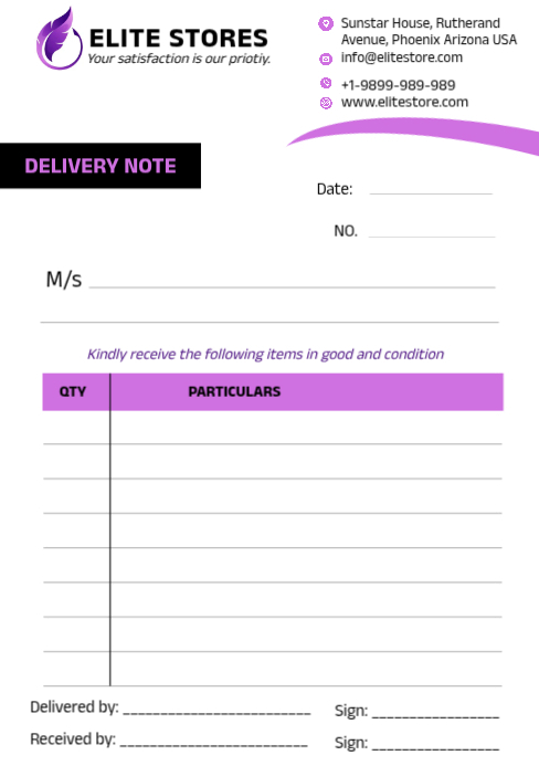 White Delivery Note A5 Template | PosterMyWall