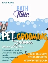 White Divertente Pet Grooming Volantino (us Letter) template