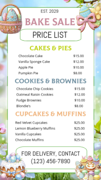 White Easter Bake Sale Price List Instagram Story Instagram-verhaal template