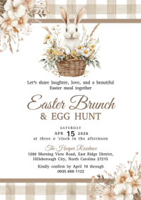 White Easter Brunch and Egg Hunt A4 template