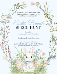 White Easter Brunch and Egg Hunt Flyer template
