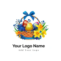 White  Easter Bunny Egg Logo โลโก้ template