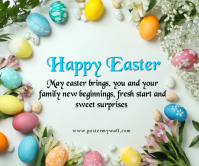 White Easter Celebration | Happy Easter Large Rectangle Video Rettangolo grande template