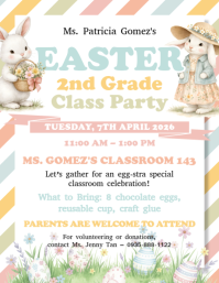 White Easter Classroom Party Flyer template