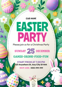 白色 Easter Party A6 Template
