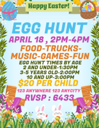 White Easter Egg Hunt Flyer template