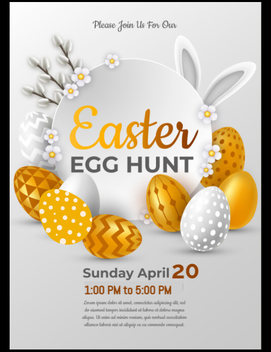 White Easter Egg Hunt Invitation Flyer (us Letter) Pamflet (VSA Brief) template