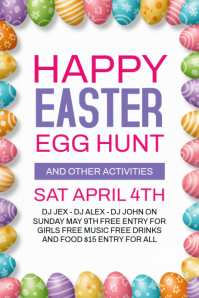White Easter Egg Hunt Party Poster template