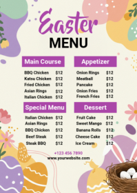 White Easter Egg Huter Menu A6 template