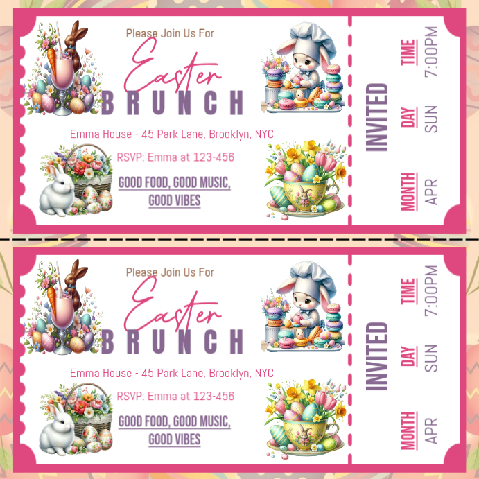 White Easter Event Ticket Instagram Post Template | PosterMyWall