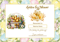 White Easter Golden Egg Certificate A4 template