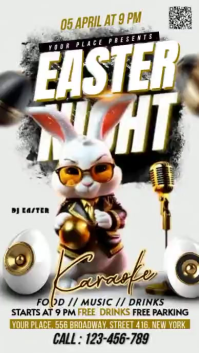 White Easter Karaoke Night Instagram Story Video template