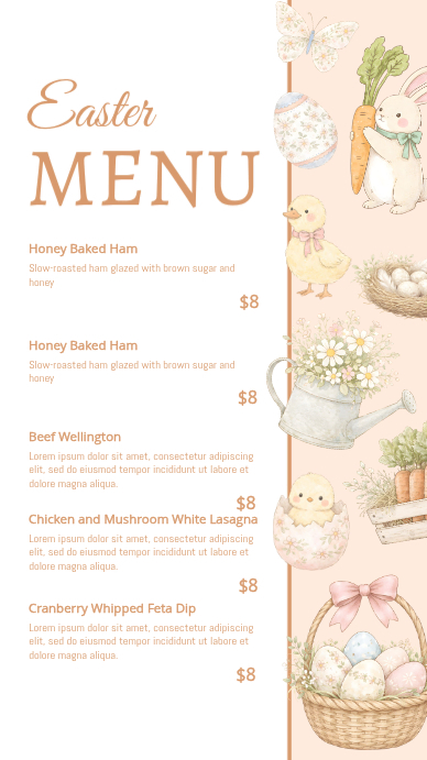 Easter Menu Digital Display Template | PosterMyWall