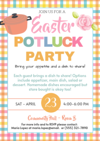 White Easter Potluck Party A6 template