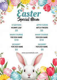 White Easter Special Menu A6 template