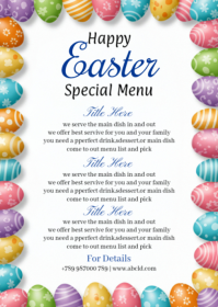 White Easter Special Menu A6 template