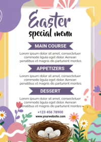 White Easter Special Menu A6 template