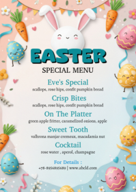 White Easter Special Menu A6 template