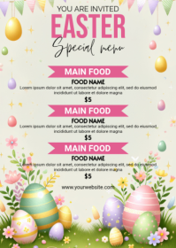 White Easter Special Menu A6 template