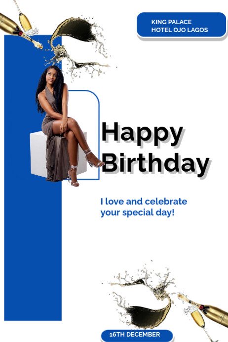 White Editable Adult Birthday Party Flyer  Poster Plakkaat template