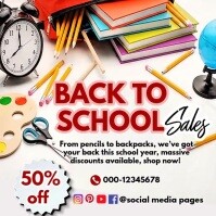 White Editable Back To School Sale Flyer Template – Printable School Event & Store Promotion Poster
