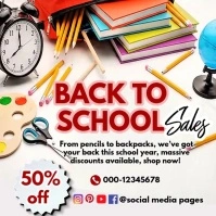 White Editable Back To School Sale Flyer Template – Printable School Event & Store Promotion Poster Publicación de Instagram