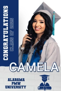 White Editable Class Of 2025 Graduation Poster For Her | Custom Photo Template Poster