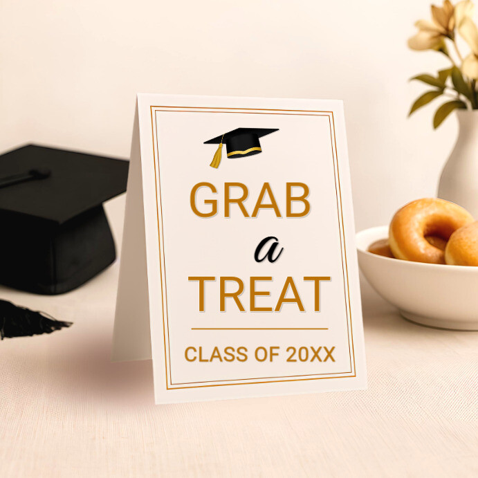 White Editable Graduation Table Sign | Printable Table Tent Decor For ...