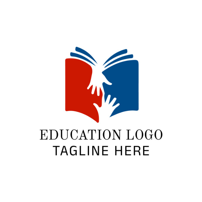White  Education-book-hand-help-school-child-support-learn- Logo Logótipo template