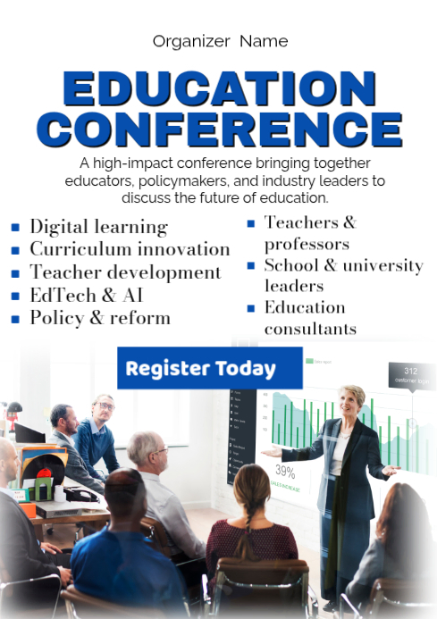 White Education Conference A3 Template | PosterMyWall