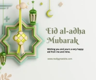 White  Eid Al Adha Mubarak Medium Rectangle template