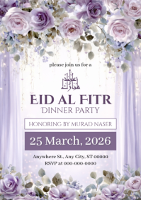 สีขาว Eid al-Fitr Dinner Party A5 Template