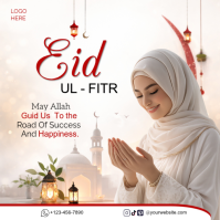 Weiß Eid Celebration โพสต์บน Instagram Template