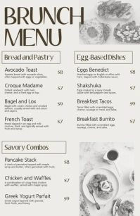 White Elegant Brunch Menu Template (Half Page Wide)