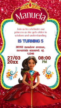 Merah Birthday Invitation Digitalt display Template
