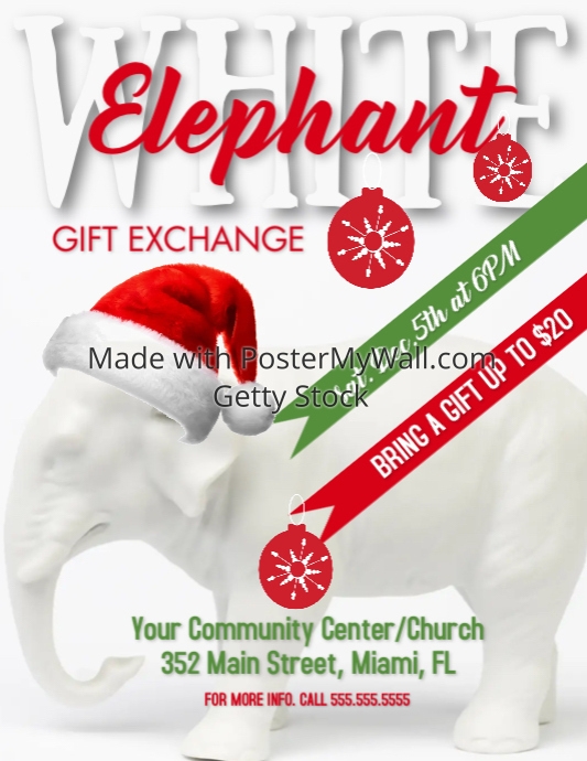 Copy of White Elephant Gift Exchange Flyer Invitation PosterMyWall