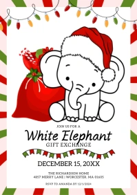 White Elephant Party Invitation A4 template