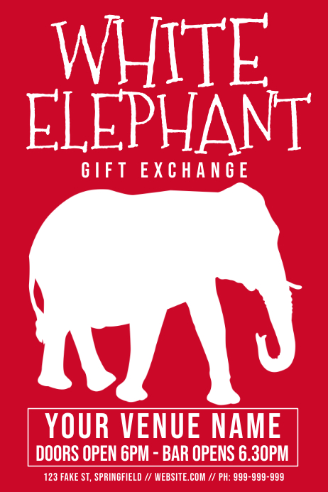 White Elephant Poster Template | PosterMyWall