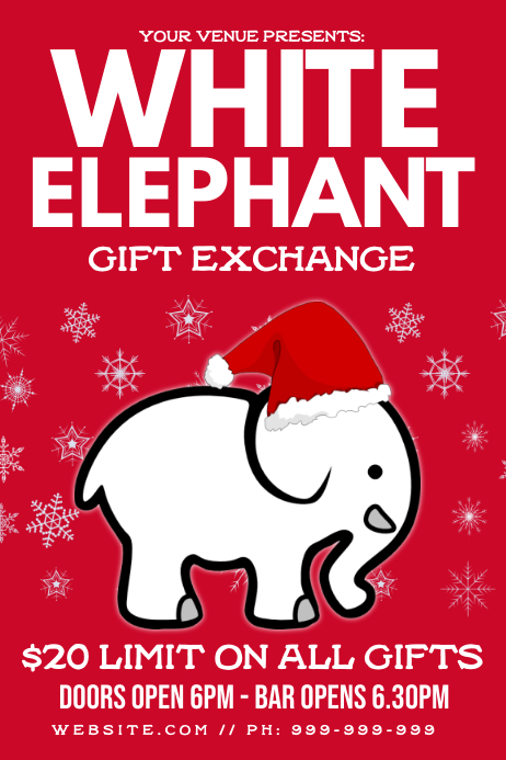 White Elephant Poster Template PosterMyWall White Elephant Poster Template PosterMyWall