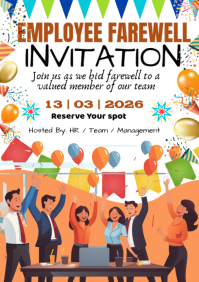 White Employee Farewell Invitation A1 template